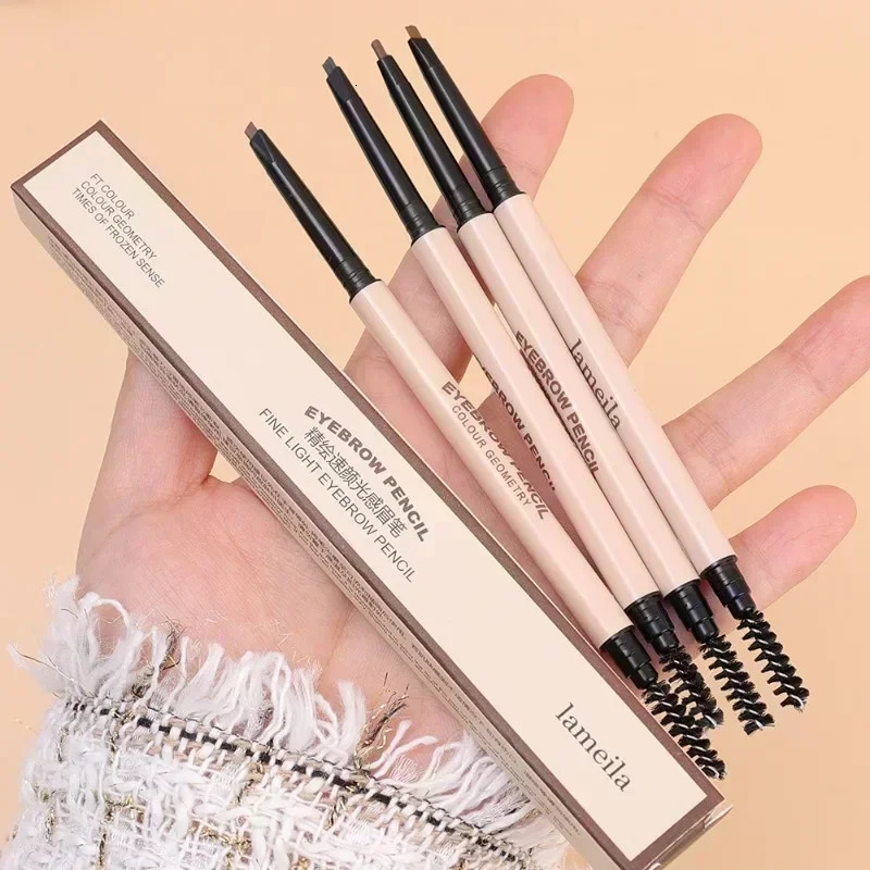 Waterproof Matte Eyebrow Pen Makeup Double Head Lasting Black Brown Grey Non-Smudged Eye Brow Pencil Tint with Brush Cosmetics 240625