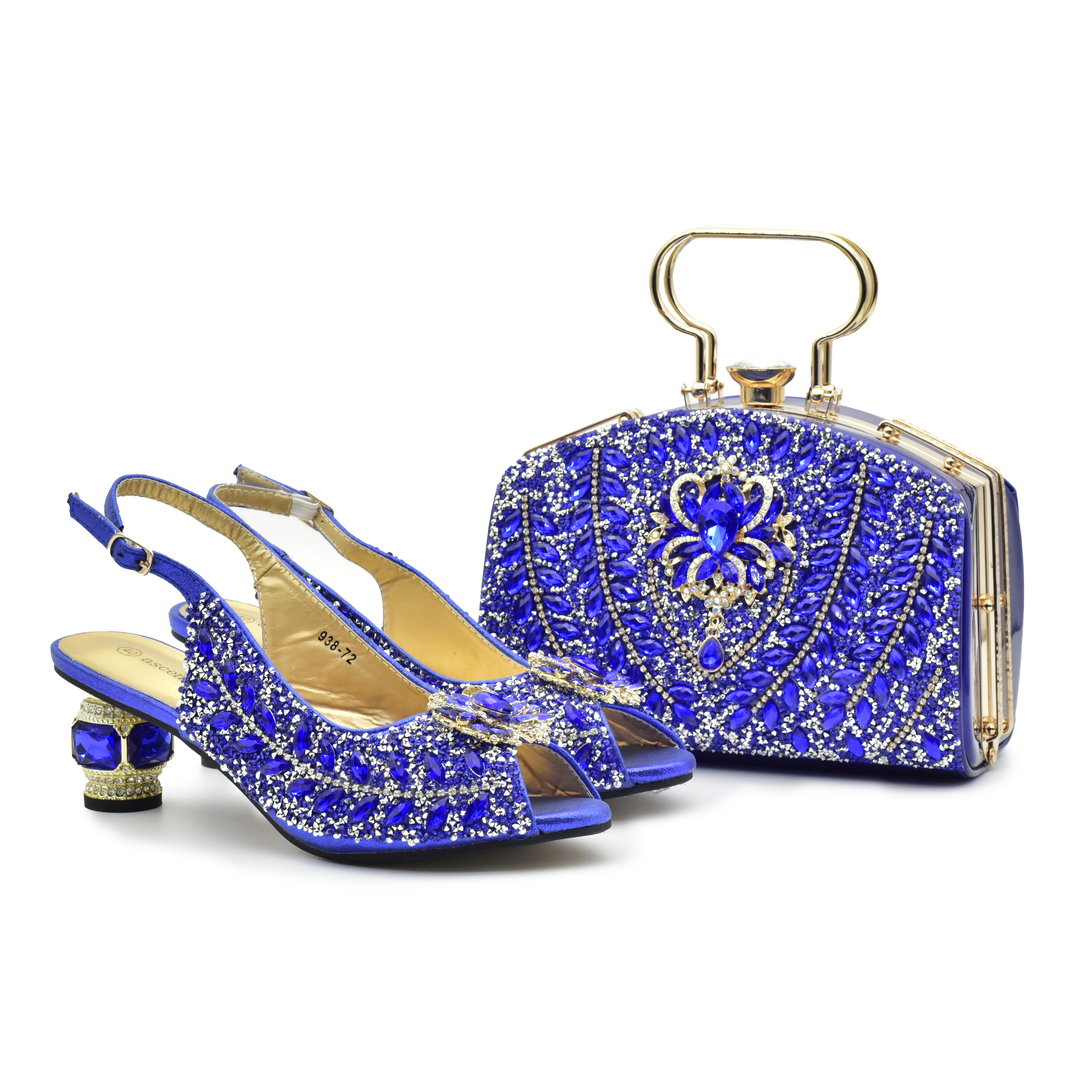 Doershow African Shoes And Bag Matching Set With GOLD Hot Selling Women Italian Shoes And Bag Set For Wedding HJB1-2