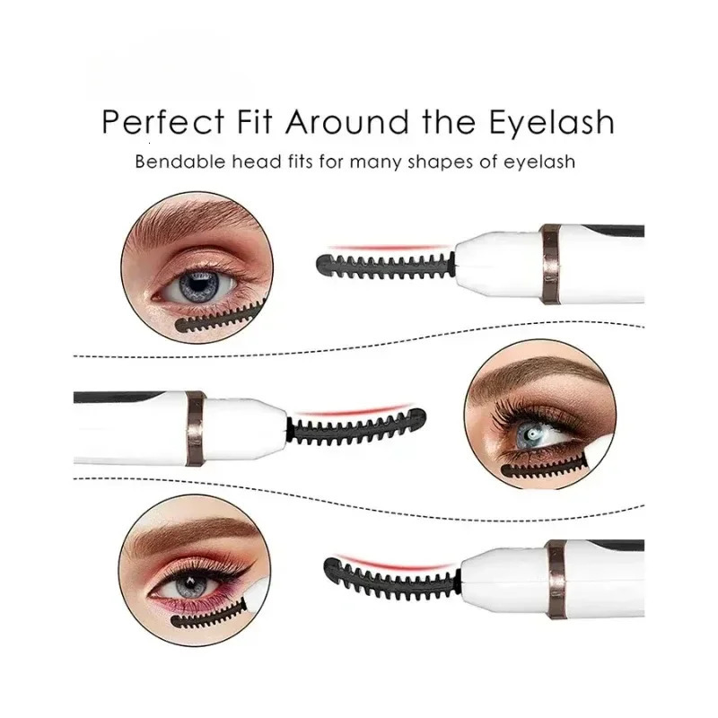 Electric Heated Eyelash Curler USB Rechargeable Eyelashes Curler Quick Heating Natural Eyelash Curler Long Lasting Makeup 240621