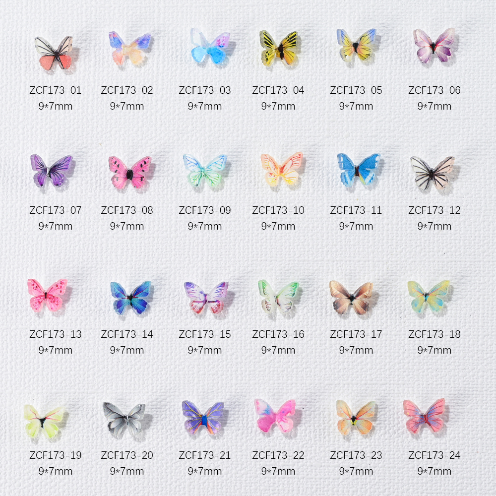 3D Acrylic Butterflies Miniature Butterflies 20PCS 3D Butterfly Nail Charm Decal 3 Resin Butterfly Glitter Nail Decoration,10-47