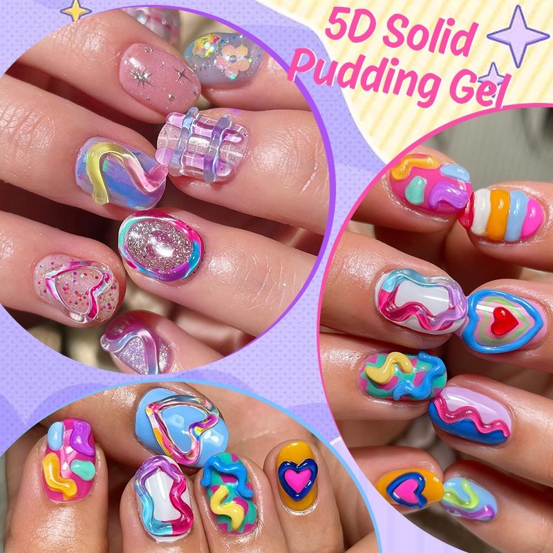 LILYCUTE 10ml 5D Solid Pudding Nail Gel Tube Emboss Painting Gel Polish Translucent Jelly Gum Korean-Style DIY Nail Art Decor