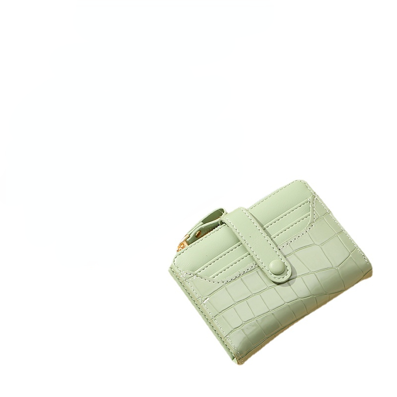 Retro Crocodile Print Women's Short Wallet With Temperament Multi-card Slots Lacquered Surface Waterproof Coin Purse