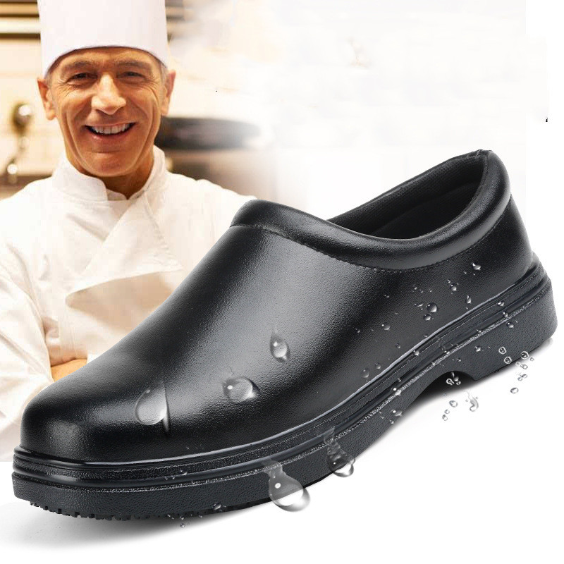 mens casual steel toe caps chef work shoes waterproof non-slip original leather safety boots cook loafers worker safe footwear