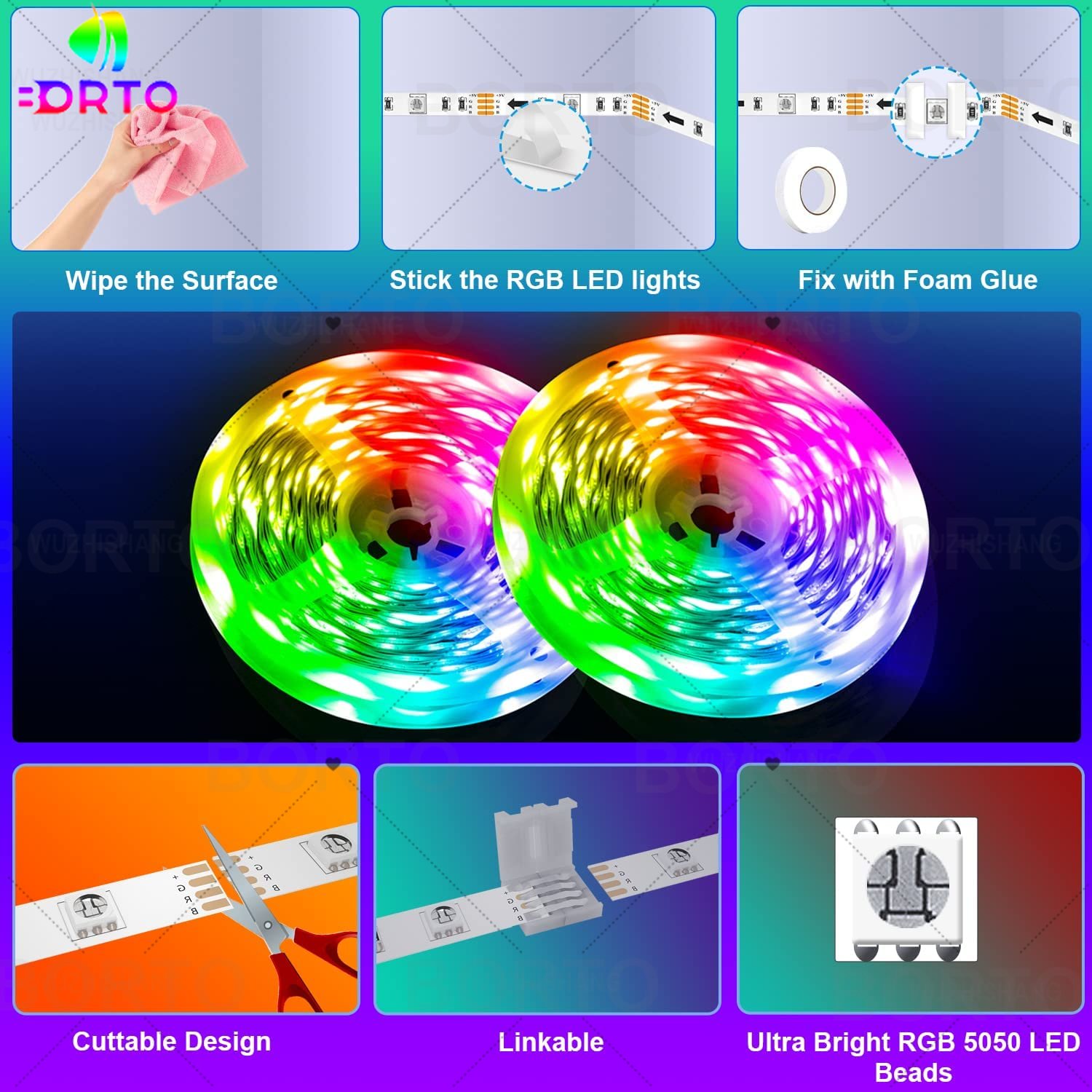 Lights LED Strip RGB Bluetooth APP Control Color Changing Lights USB 5V LED RGB Light Flexible Lamp Tape TV BackLight Room Decor Back