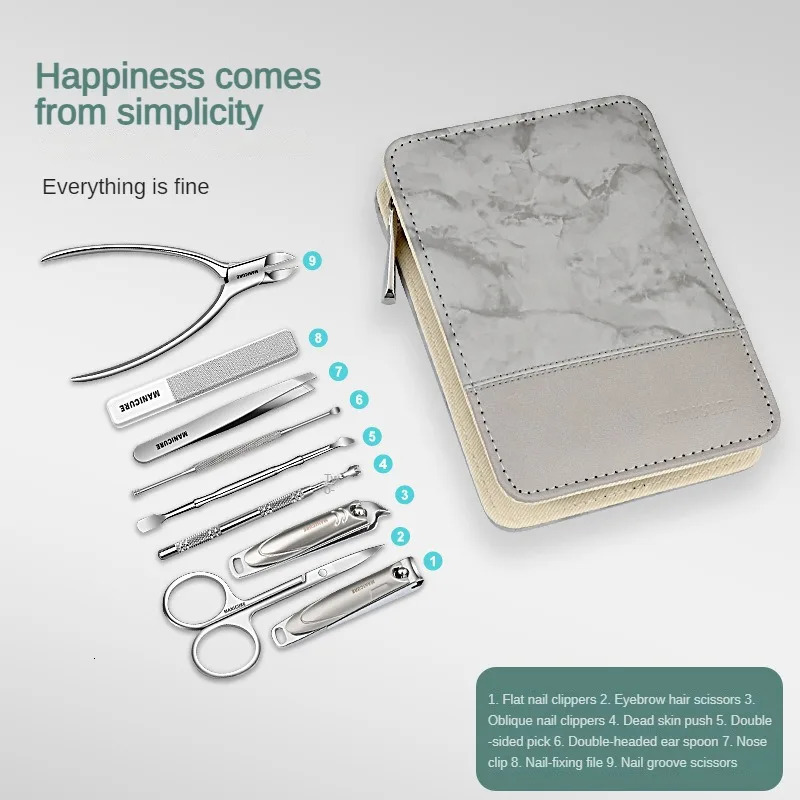 Manicure Set Pedicure Sets Nail Clipper Stainless Steel Professional Nail Cutter Tools with Travel Case Kit i240621