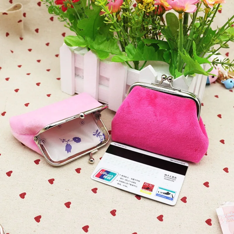 2023 New women Purse Plush/Oil Wax Leather 4 Inch Buckle Mini Wallet Coin Lipstick Storage Bag Ladies ClutchBag