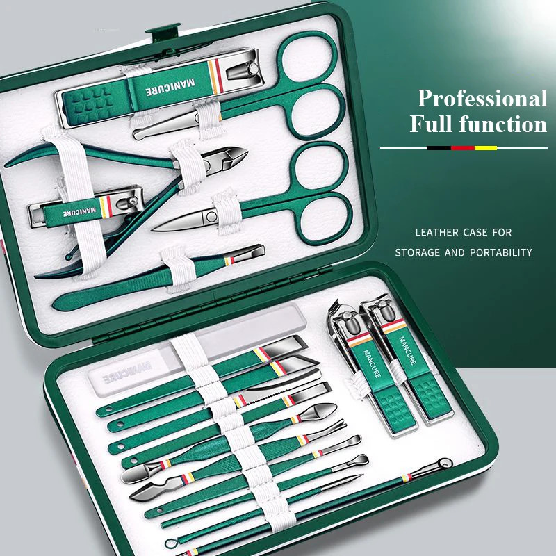9-19pcsset Nail Cutter Set Stainless Steel Nail Clippers Set With Folding Bag Manicure Kits Scissors Beauty Tool i240621
