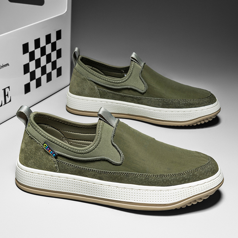 Men's New Cloth Wide Edition Dad's Step on Old Beijing Canvas Breathable Lazy Non slip Lefu Shoes