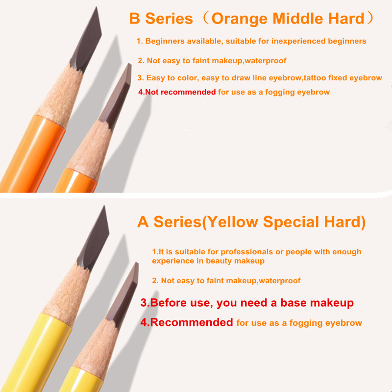 Hard Eyebrow Pen Waterproof Eye Brow Definer Enhancers Pencil for Marking Outlining Makeup and Microblading PMU