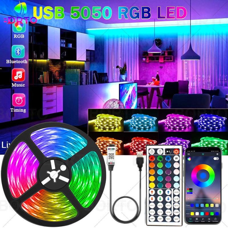 Lights LED Strip RGB Bluetooth APP Control Color Changing Lights USB 5V LED RGB Light Flexible Lamp Tape TV BackLight Room Decor Back
