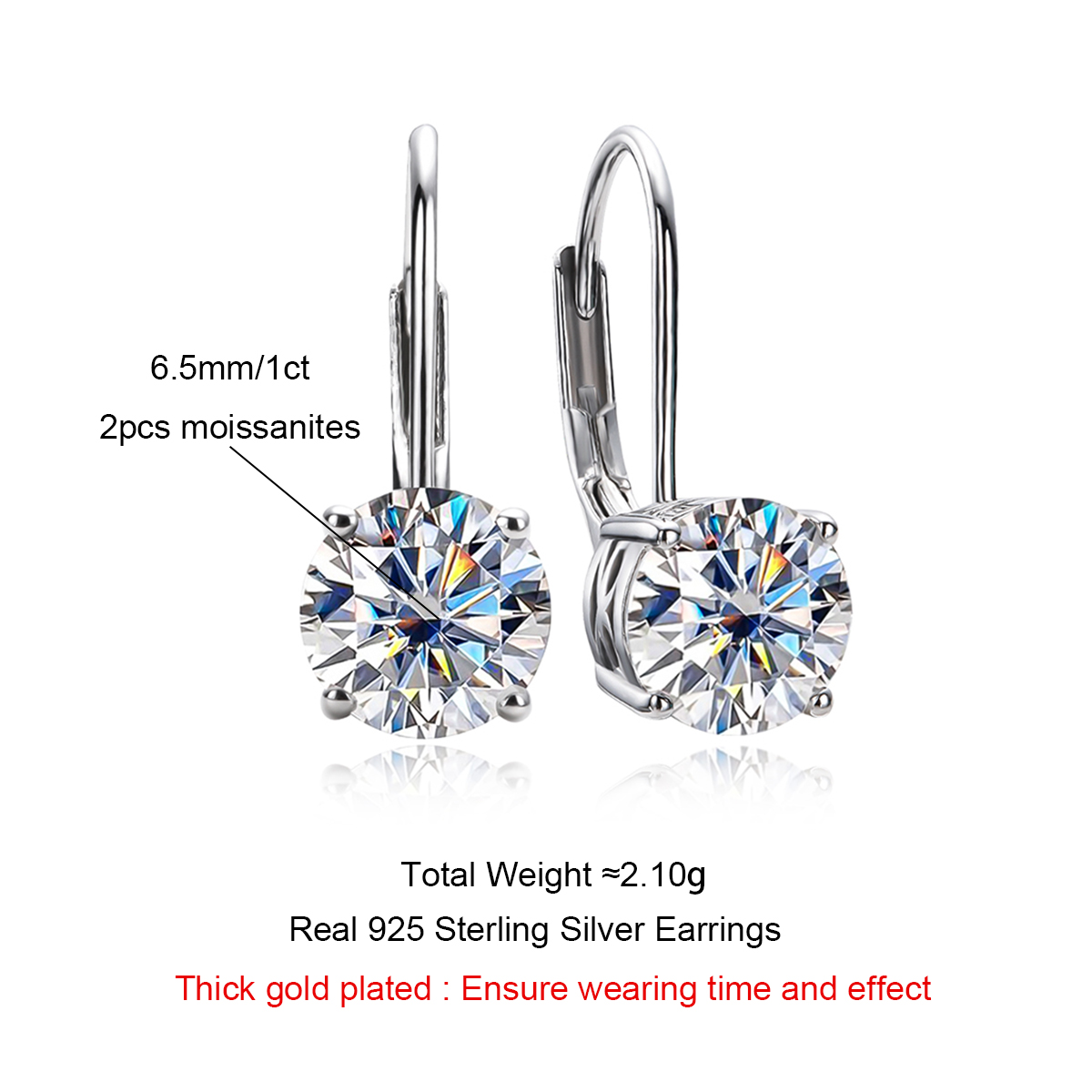 AnuJewel 1 Carat D Color Moissanite Diamond Dangle Drop Earrings 925 Sterling Silver Bow Cuff Earrings Charm Jewelry Wholesale