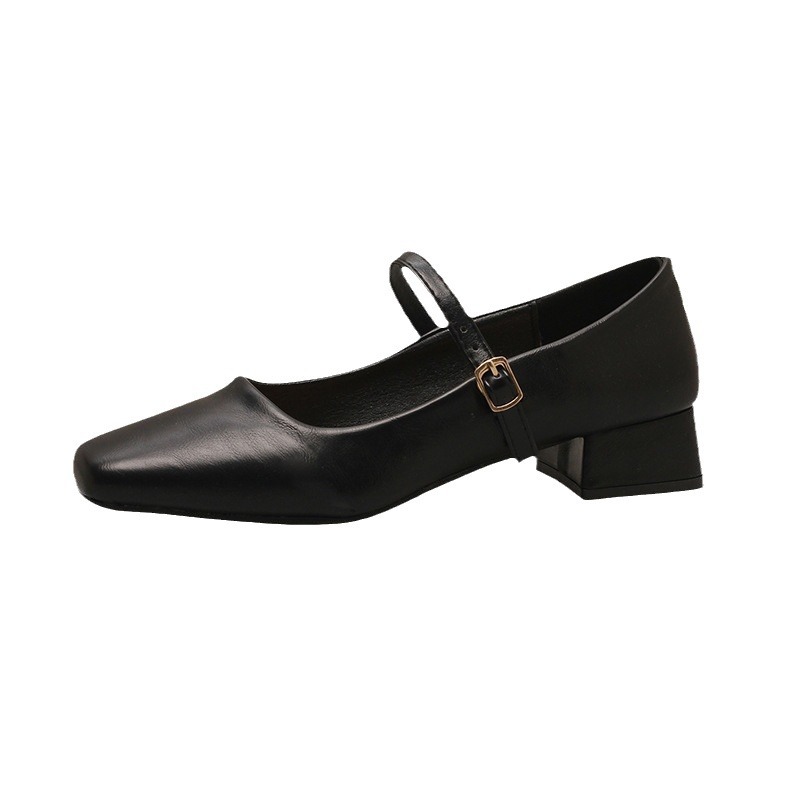 Temperament commuter single shoes women 2024 new spring and autumn fashion style thick with Mary Jane shoes