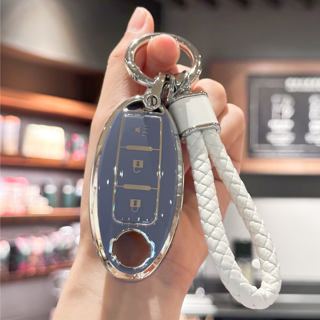 TPU Key Fob Cover with Keychain Lanyard for Nissan 370Z Armada Kicks Murano Pathfinder Rogue Titan Versa Note Infiniti Smart 3