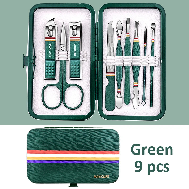 9-19pcsset Nail Cutter Set Stainless Steel Nail Clippers Set With Folding Bag Manicure Kits Scissors Makeup Beauty Tool i240621