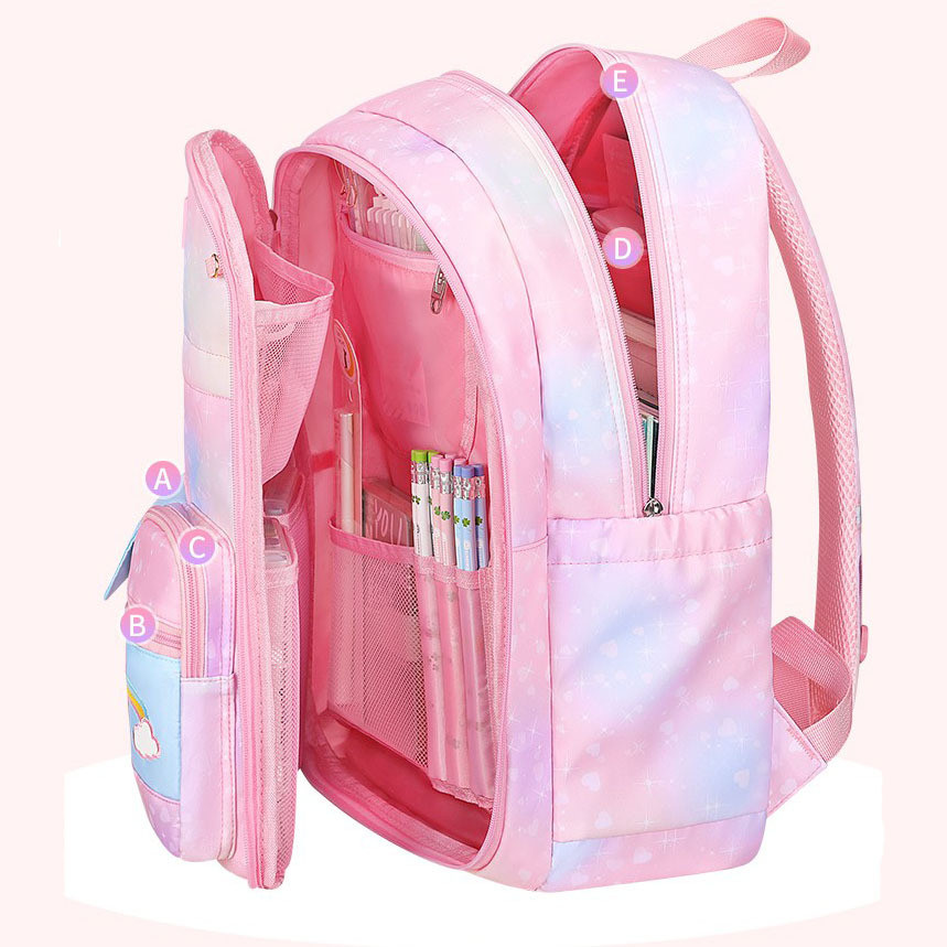 Fengdong children school bags for girls cute rainbow school backpack kawaii book bag elementary school backpack girl mochila