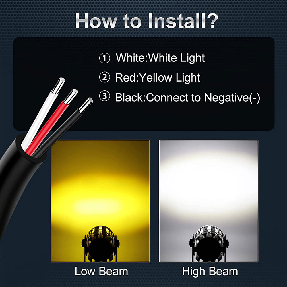 20W Car Motorcycle LED HeadLight Dual Color Spotlights Work Spot Lamp Truck SUV Driving Fog Lamp Headlamp Accessorie 12V 24V