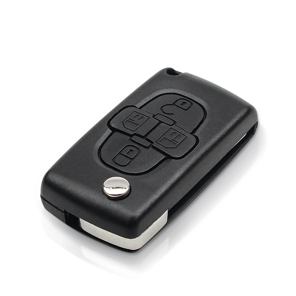 new KEYYOU 4 Buttons Flip Car Remote Key Fob Blank Case 2025 Shell Fob For Peugeot 1007 For Citroen C8 For Fiat Uncut Blade CE0523 CE0536
