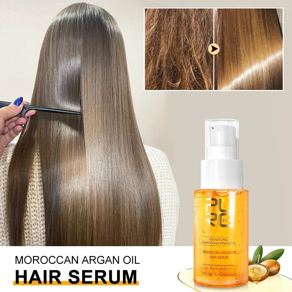 PURC Moroccan Argan Hair Oil Repair Damaged Dry Smoothing Hair Serum Anti-Dandruff Soften Scalp Treatment Hair Care Product