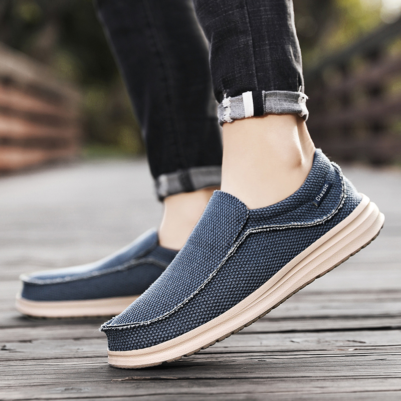 New Men's Canvas Shoes Breathable Casual Shoes Luxury Brand Men Loafers Lightweight Boat Shoes Outdoor Vulcanize Shoes Sneakers