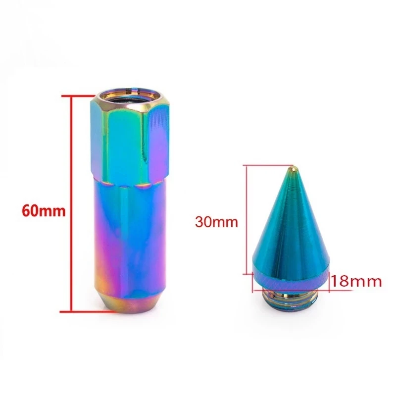 20pcs Jdm Racing Car Accessories Wheel Nuts M12x1.5 M12x1.25 Aluminum 60mm Extended Tuner Spike Lug Nuts For Cadillac Lincoln