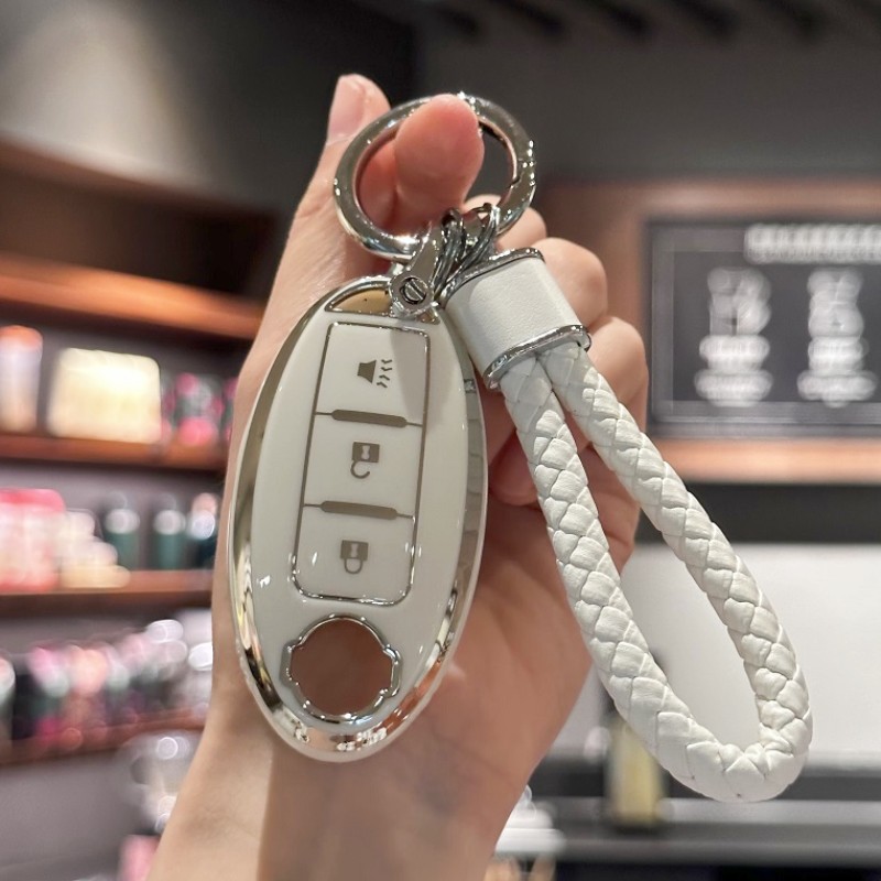 TPU Key Fob Cover with Keychain Lanyard for Nissan 370Z Armada Kicks Murano Pathfinder Rogue Titan Versa Note Infiniti Smart 3