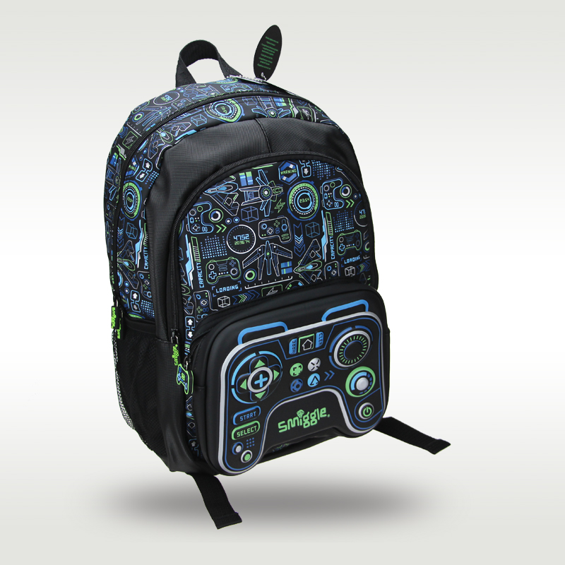 Australia Smiggle hot-selling original children's schoolbag boy backpack waterproof black game console handle bag 7-12 years old