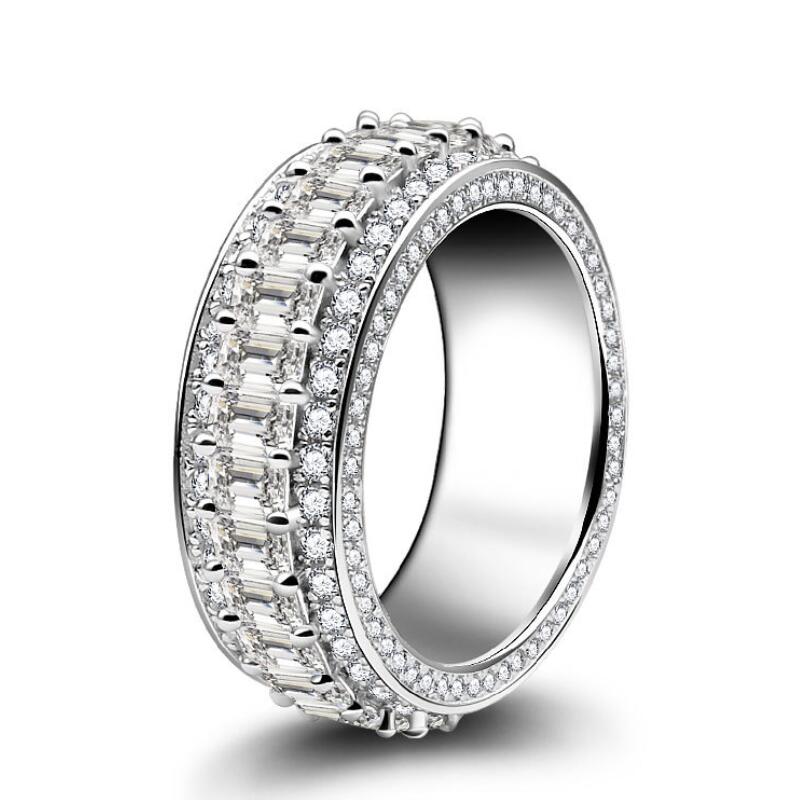 Drop Ship Gorgeous Sterg Sier Princess Cut White Topaz Wedding Eternity Ring for Women