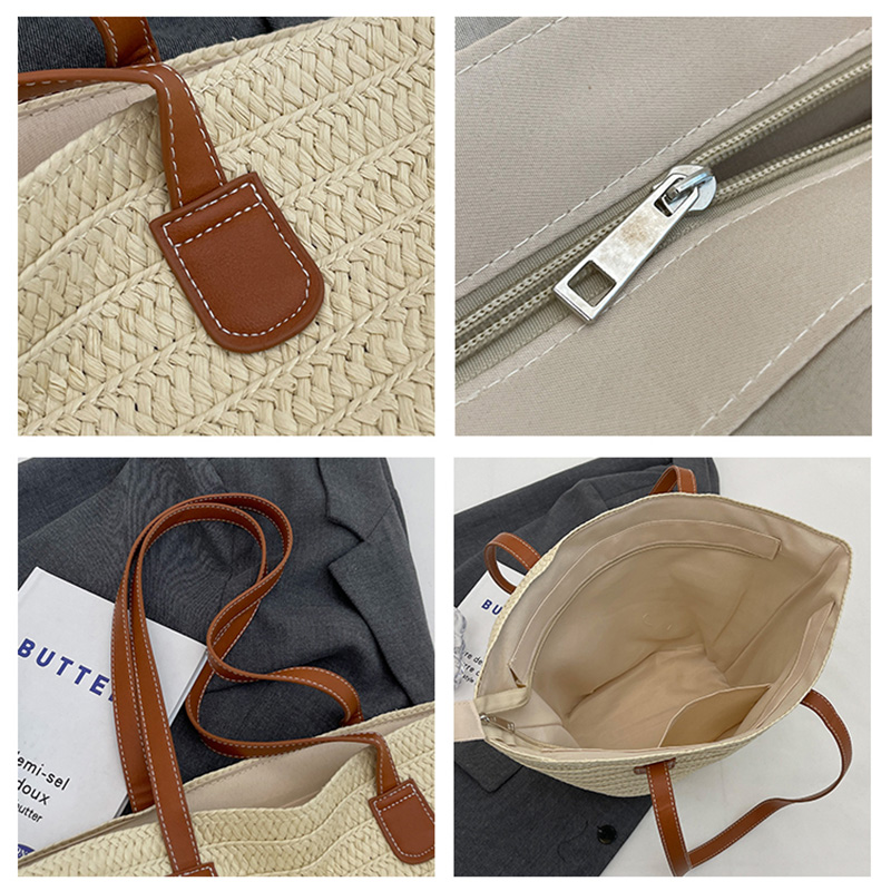 Weave Tote Bag Large Capacity Summer Beach Straw Handbag and Purse Female Bohemian Shoulder Bag for Women 2023 Ladies Travel Bag