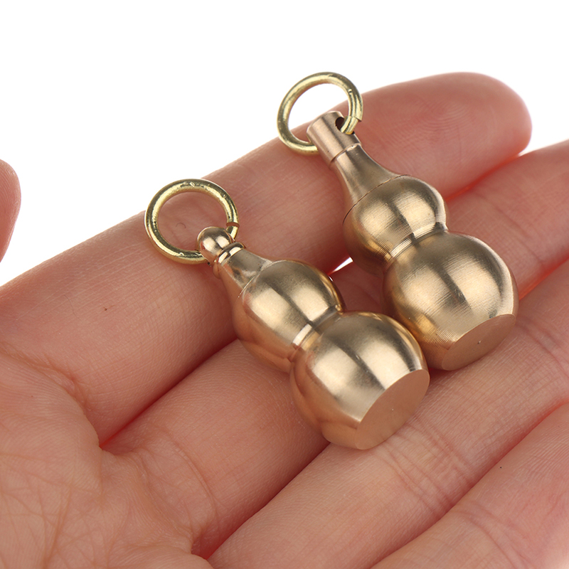 Gourd Brass Pendant Irregular Jar Keychain Hanging Necklace Jewelry Waterproof Pill Box Medicine Case Container Bottle Keychains