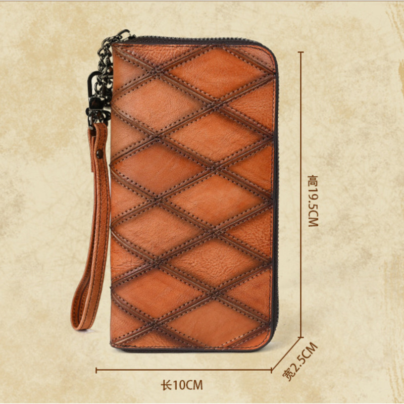 MOTAORA 2024 New Genuine Leather Wallet Women's Purses Retro Long Zipper Phone Bag For Woman Large Capacity Wallets For Women