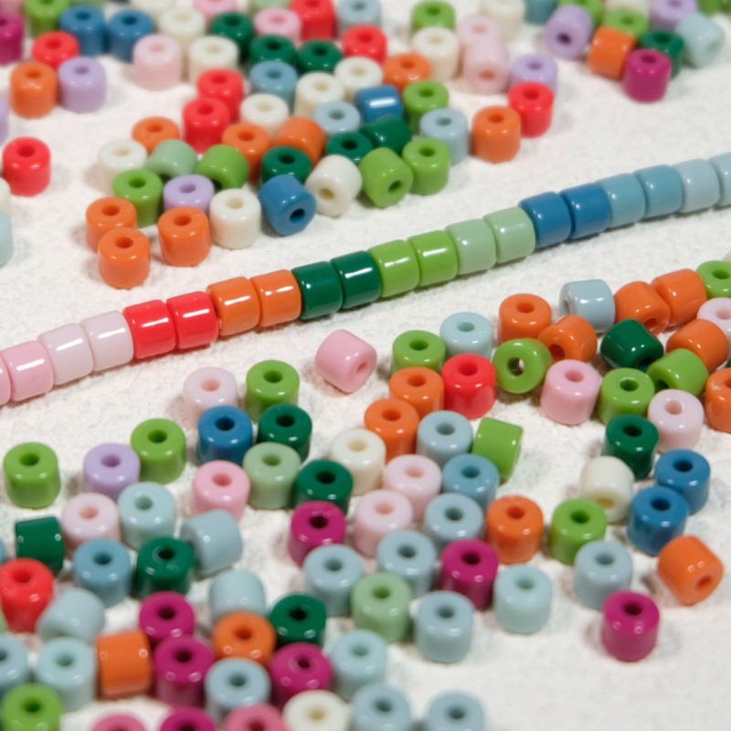 6mm 50pcs Cylindrical Bracelet Beaded Jewelry Handmade Accessories Loose Bead Multi-Color Gradient Acrylic Solid Color Beads
