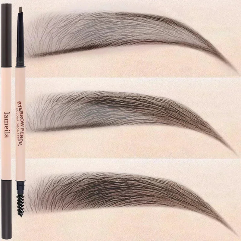 Waterproof Matte Eyebrow Pen Makeup Double Head Lasting Black Brown Grey Non-Smudged Eye Brow Pencil Tint with Brush Cosmetics 240625