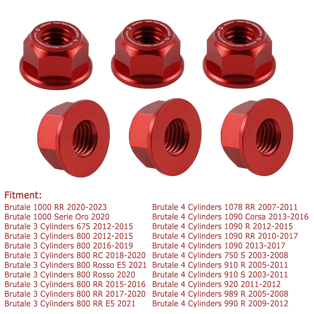 For MV Agusta Brutale 3 Cylinders 675 800 RR RC Brutale 4 Cylinders 750 910 989 990 R S 1078 RR 1090 RR R Sprocket Nuts M8x1.25