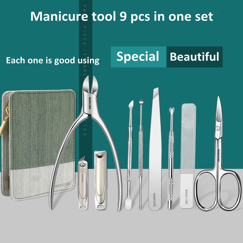 Manicure Set Pedicure Sets Nail Clipper Stainless Steel Professional Nail Cutter Tools with Travel Case Kit i240621