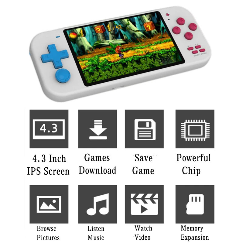 Fashion Mini Portable Game Console With Games 43 Inch HD Screen 8GB 32GB Thousands Free X20 Video Machine 240618