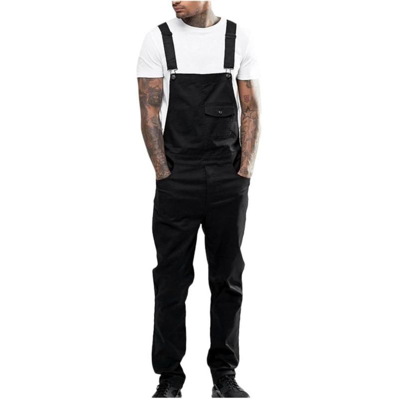 Mens Jeans Jumpsuits Overalls Men Bib Denim Suspender Romper Trousers Streetwear Pockets Y Slim Skinny Overall Black White Drop Delive Dhfck