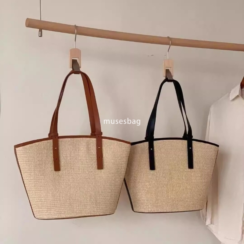 High quality women's designer new high-capacity grass woven bag trendy high-end handheld niche large capacity retro color block underarm single s