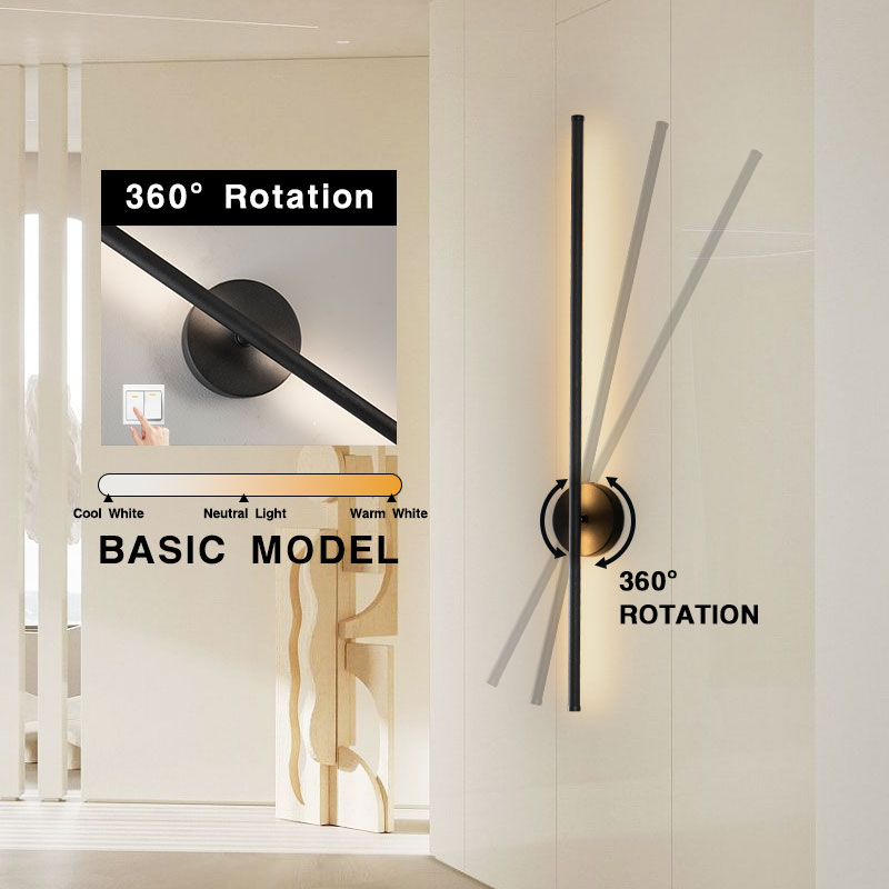 Nordic 360° Rotatable LED Wall Lights Touch Dimmable Wall Lamps for TV Background 8w 12w 16w 20w Interior Lighting Fixture Home