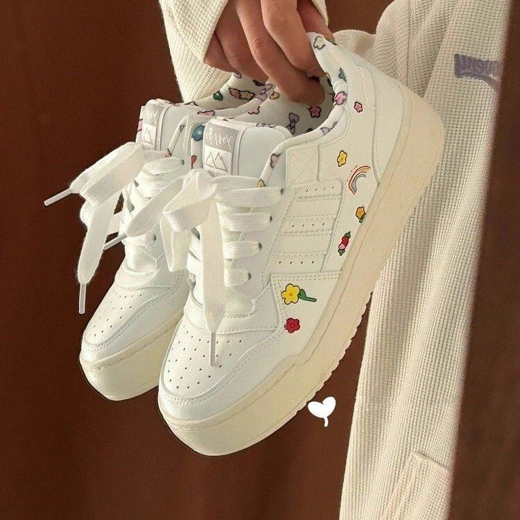 Ddmysports Thick Soled Spring New China Chic Minority Color Matching Design Printing Rainbow Wer Small White Casual Shoes Students OUTDOOR