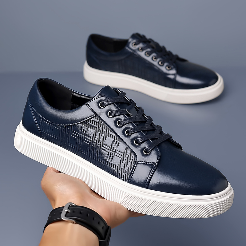 New Blue Men's Vulcanize Shoes Lace-up Solid Black Sneakers Casual Shoes Size 38-46 Men Shoes
