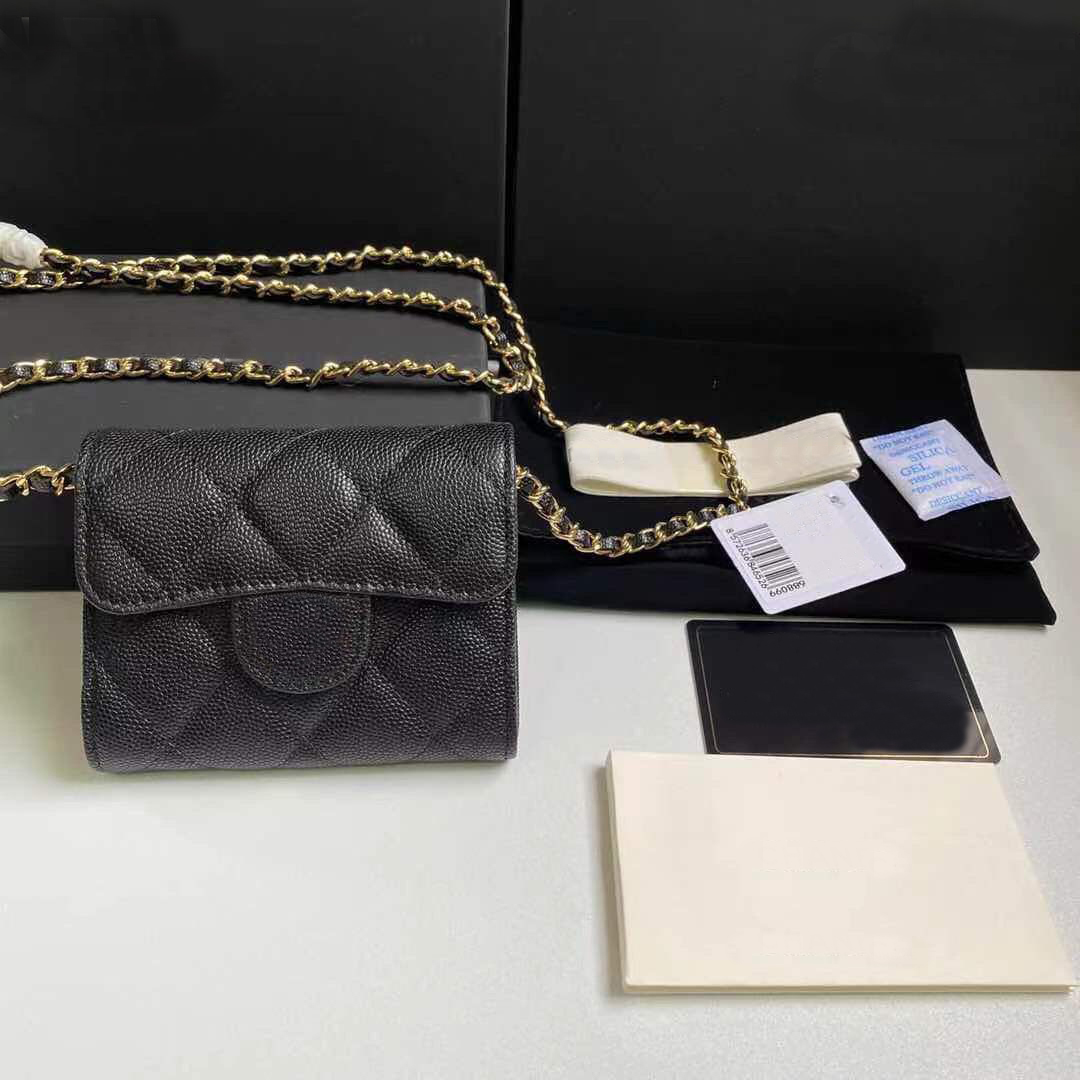 12A new best quality genuinel leather women wallet with hardware chain luxurys designers wallet womens mini coin Purses credit card holder 92126