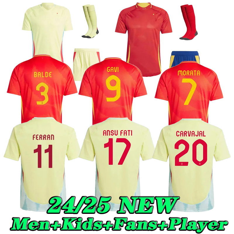 Ss-xl 24 25 Soccer Jersey MORATA FERRAN ASENSIO 2024 Euro Cup National Team Football Shirt 2025 Men Kids Kit Camisetas Espana RODRI OLMO ANSU FATI men and player
