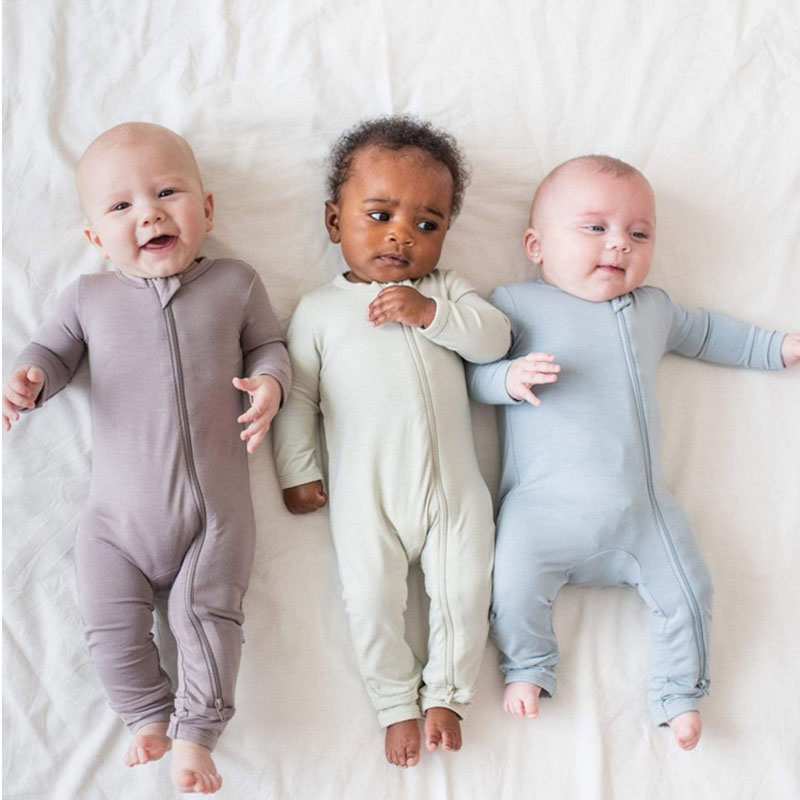New Baby Romper Bamboo Fiber Baby Boy Girl Clothes Newborn Zipper Footies Jumpsuit Solid Long-Sleeve Baby Clothing 0-24M Pajamas