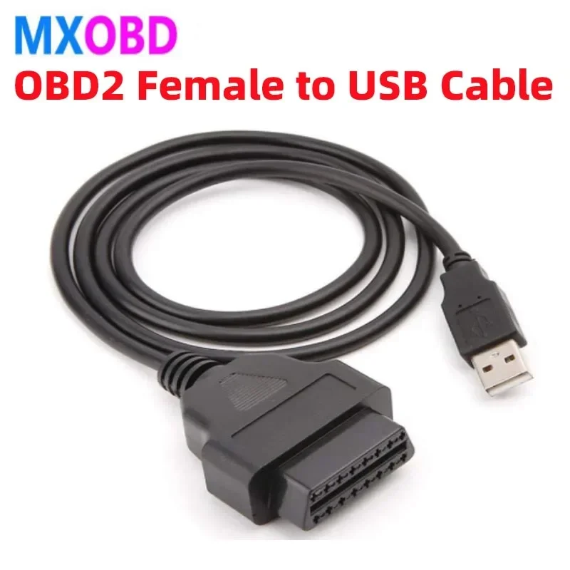 OBD2 16pin Female To USB Cable Car Trip Computer Obd Convert Adapter Connector Auto Scanner GPS 16 pin Port Power Convertor 1M