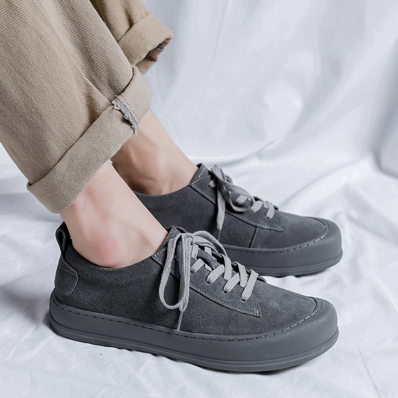 Spring 2023 Brand Men Suede Genuine Leather Casual Shoes Lace-up Men Light Comfortable Driving Flats Mens Outdoor Oxfords Shoes