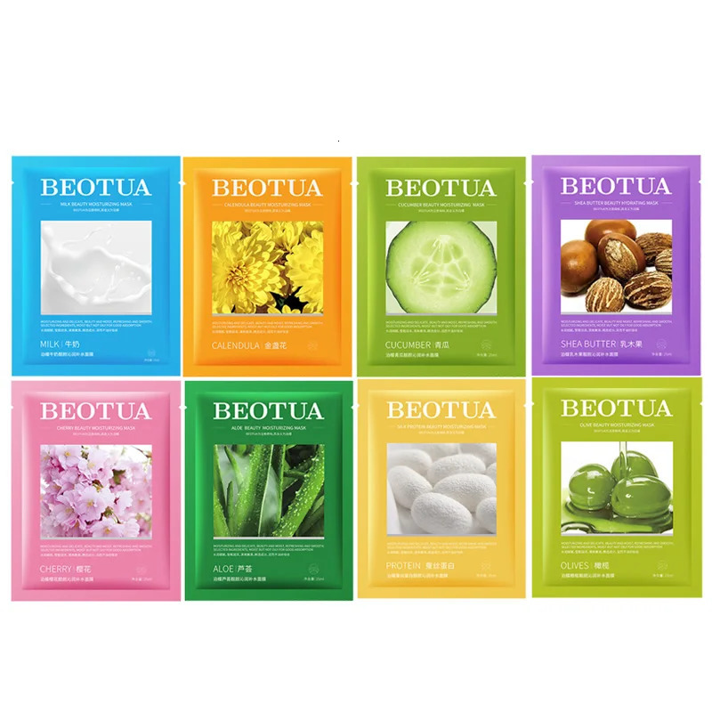 8pcs Natural Plant Face Mask Beauty Skincare Masks Moisturizing Firming Hydrating Mask Face Care Korean Cosmetics i240621