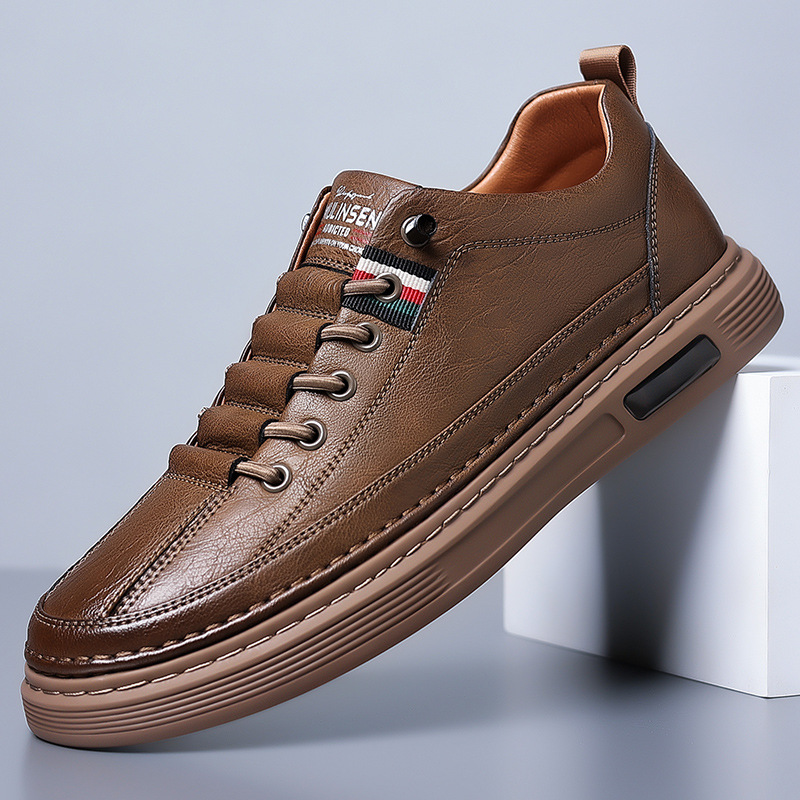 New Shoes for Men Fashion Genuine Leather Casual Flats Skateboard Shoes Street Cool Cow Leather Sneakers