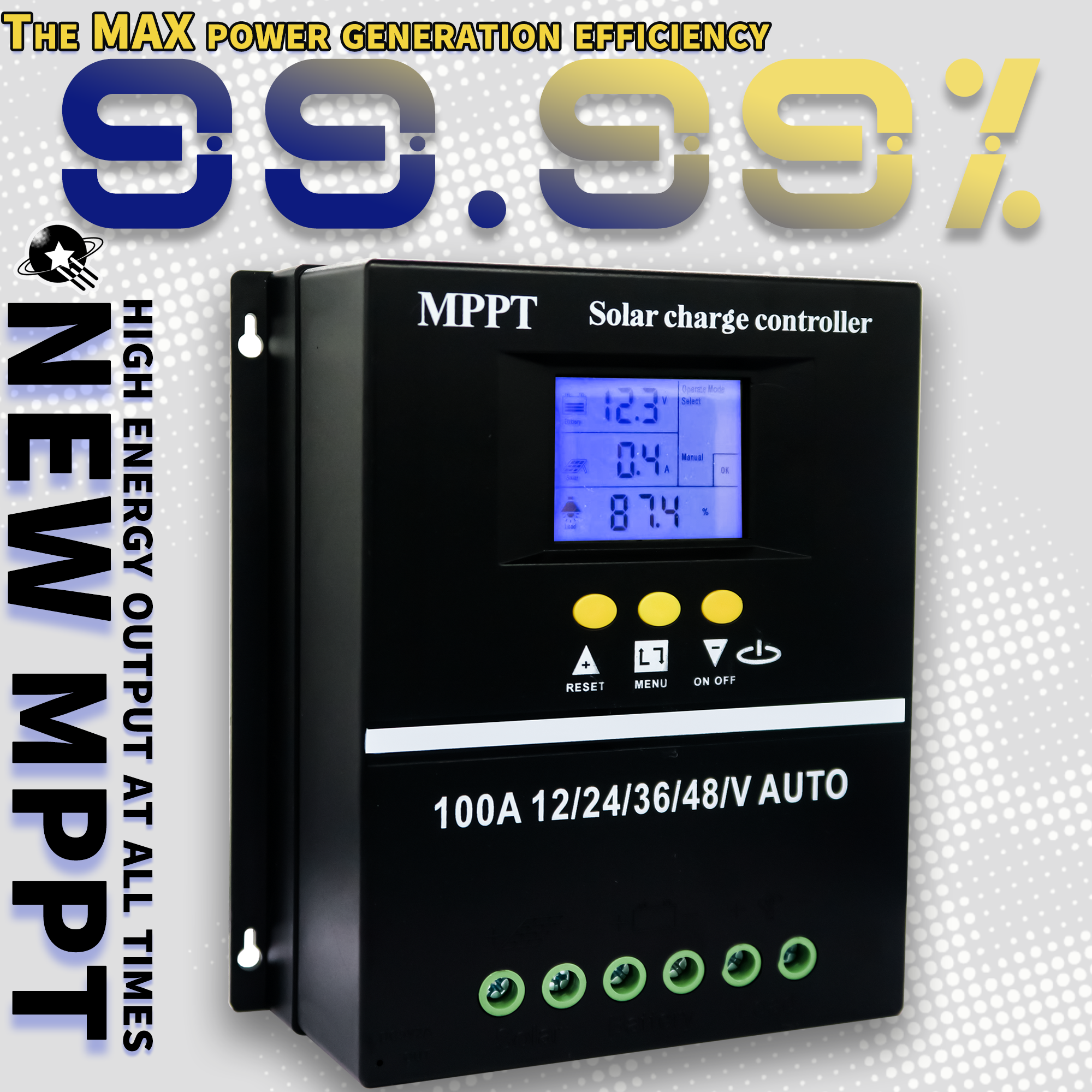 POWLSOJX 60A 80A 100A MPPT Solar Charge Controller 12V 24V 36V 48V Solar Panel Battery Intelligent Regulator