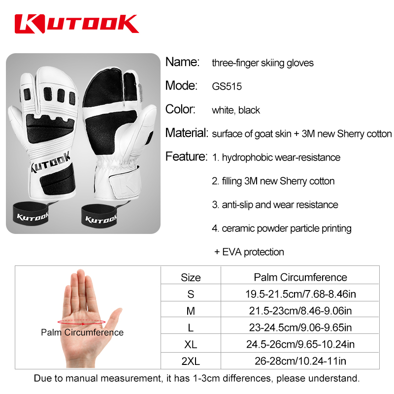 KUTOOK Winter Ski Gloves Waterproof Snowboard Mittens Women Men Snowmobile Snow Borad Gloves Thermal Sport Skiing Gloves GS515