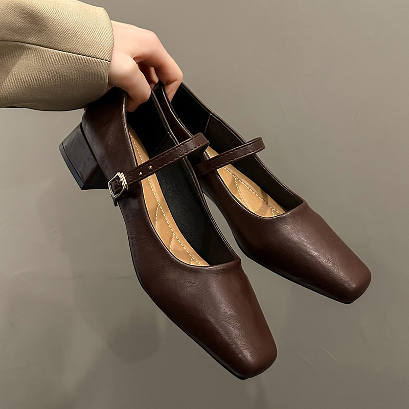 Temperament commuter single shoes women 2024 new spring and autumn fashion style thick with Mary Jane shoes